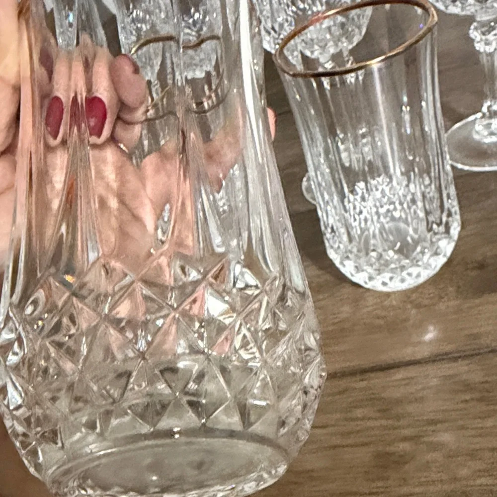 Vintage Cristal d’Arques France 24% Lead Crystal Glasses with Gold Rim – Set of